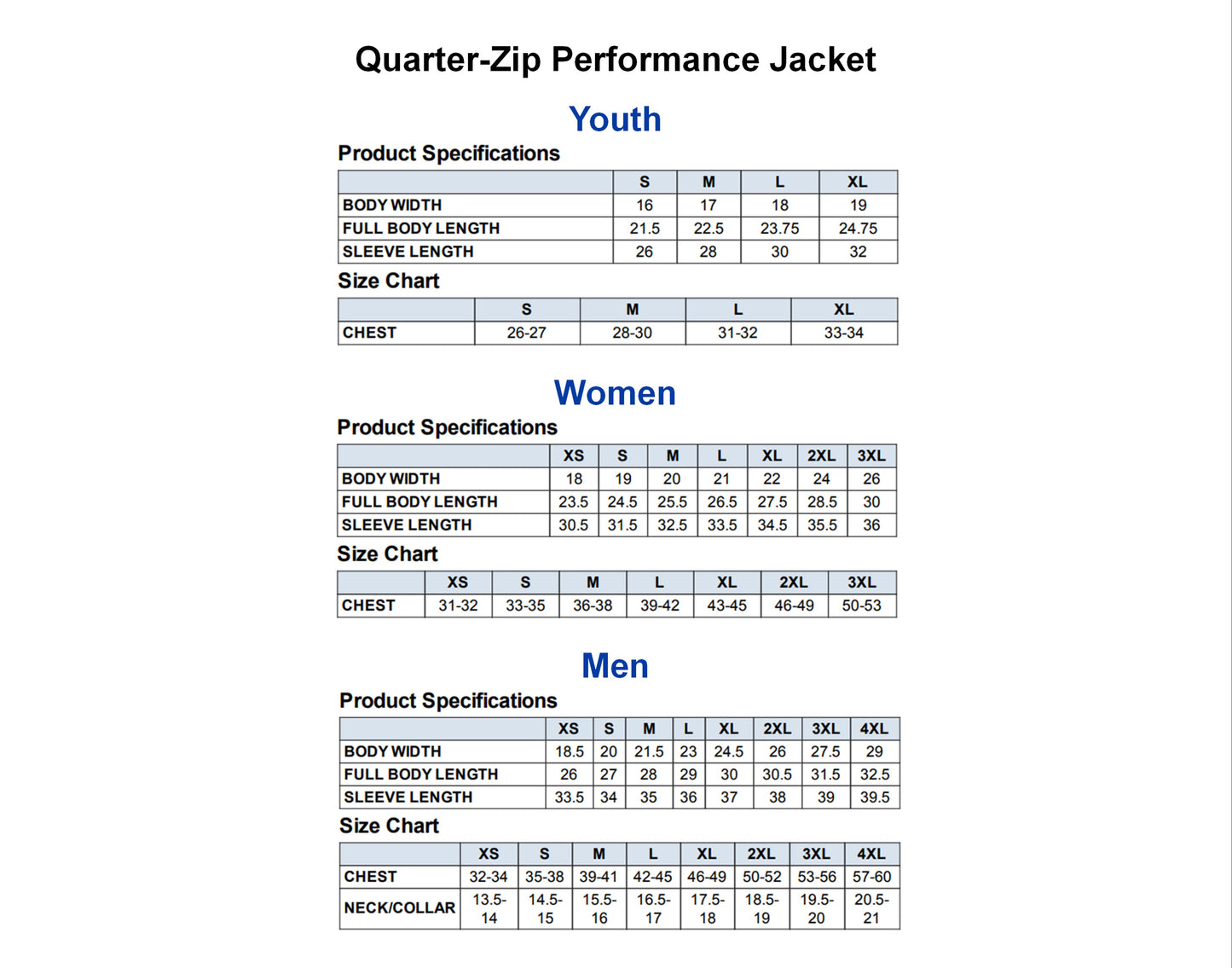 Youth|Women|Men Performance Quarter-Zip Jacket